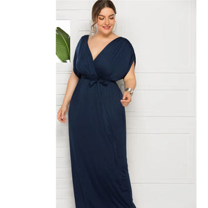 eDressU 2022 Plus Size Evening Party Dress V Neck Stretchy 7 Colors Vestido Robe de Soiree Wedding Guest Dress LMT-FP3310