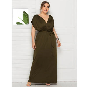 eDressU 2022 Plus Size Evening Party Dress V Neck Stretchy 7 Colors Vestido Robe de Soiree Wedding Guest Dress LMT-FP3310