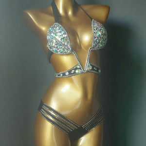 2020 venus vacation sexy diamond Big V bikini set bling stones rhinestone bathing suit good quality swimsuit brazilian swim