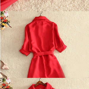 Summer Shirt Red Dress Women Short Sleeve Blouse 2020 Fashion Solid Chiffon Tops Tunic Ladies Blusas Chemisier Vestidos Femme