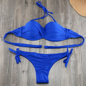 Women's Brazilian Push Up Bikini Set Wrinkled Swimsuit Biquini Beach Swimwear Bathing Suit Maillot De Bain bikini size S to xxl