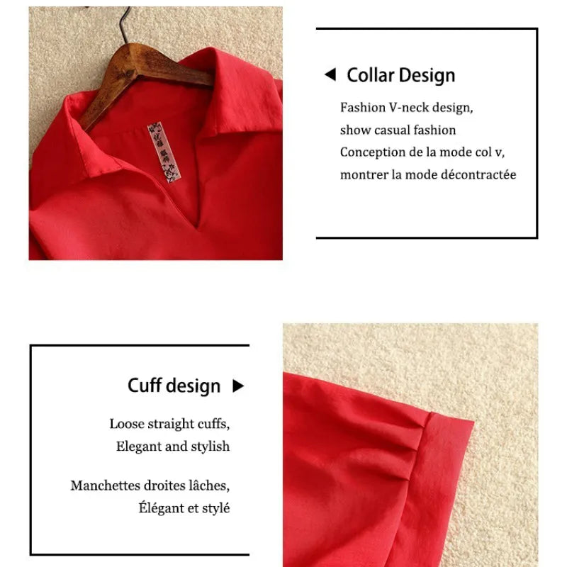 Summer Shirt Red Dress Women Short Sleeve Blouse 2020 Fashion Solid Chiffon Tops Tunic Ladies Blusas Chemisier Vestidos Femme