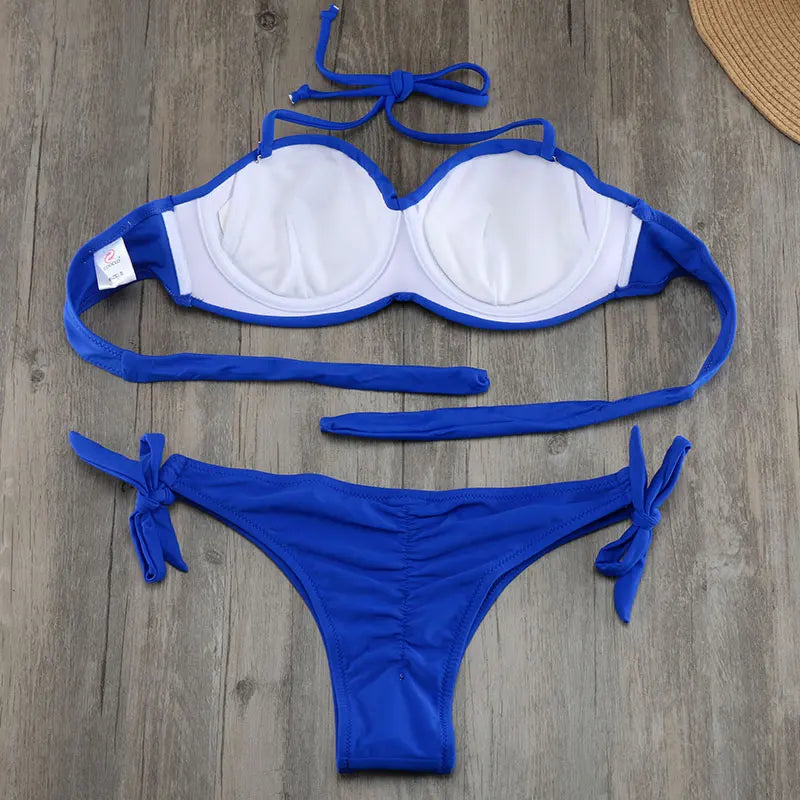 Women's Brazilian Push Up Bikini Set Wrinkled Swimsuit Biquini Beach Swimwear Bathing Suit Maillot De Bain bikini size S to xxl