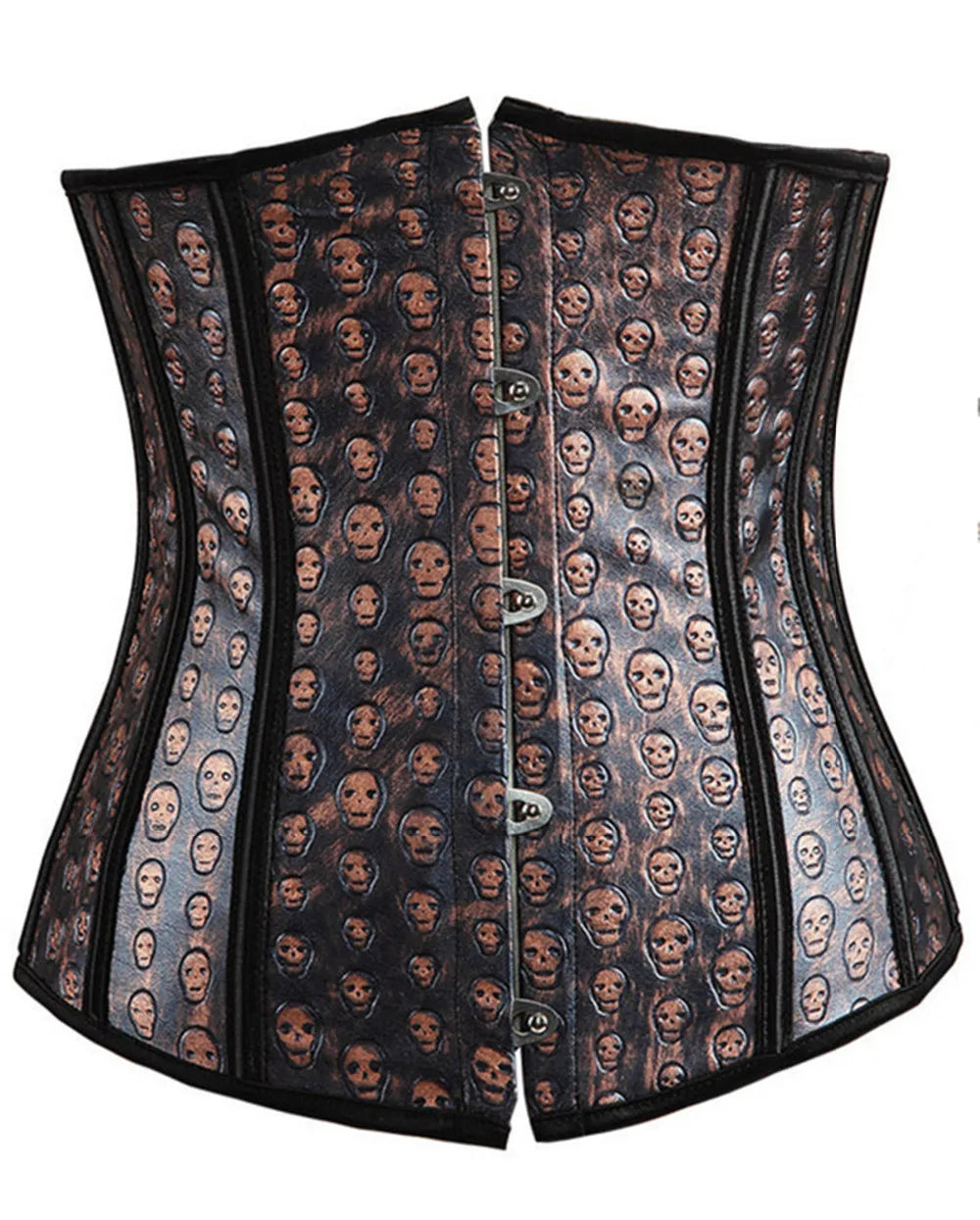 Faux Leather Gothic Corset Tops for Woman Sexy Skull Underbust Corset Bustier Basque Showgirl Costumes S-6XL Corselet Lingerie