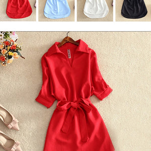 Summer Shirt Red Dress Women Short Sleeve Blouse 2020 Fashion Solid Chiffon Tops Tunic Ladies Blusas Chemisier Vestidos Femme