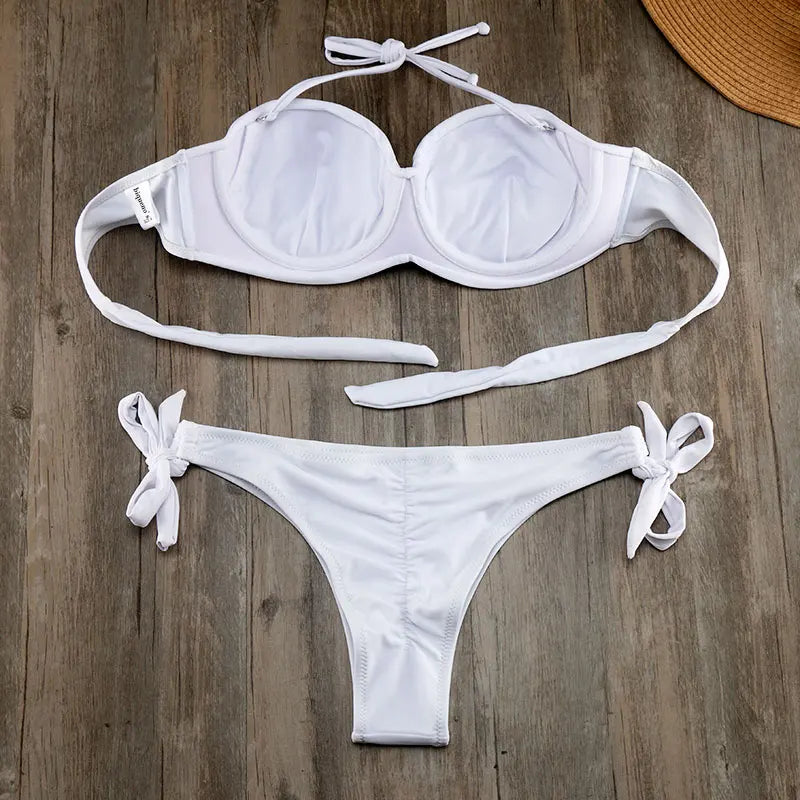 Women's Brazilian Push Up Bikini Set Wrinkled Swimsuit Biquini Beach Swimwear Bathing Suit Maillot De Bain bikini size S to xxl