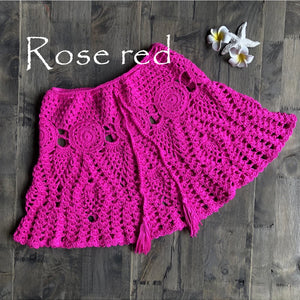 New Sexy Crochet Tassel Beach Skirt Cotton Swimsuit Fused Skirt Casual Beach Running Lace See Through Slim Mini Skirts