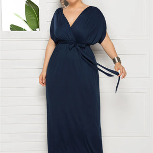 eDressU 2022 Plus Size Evening Party Dress V Neck Stretchy 7 Colors Vestido Robe de Soiree Wedding Guest Dress LMT-FP3310