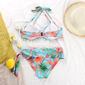 Rinabe Push Up Bikinis Swimsuit Female Beachwear Floral Print Swimwear Women Bathing Suit High Waist Bikini Sets Sexy Biquinis