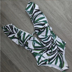 2023 Sexy One Piece Swimsuit Push Up Swimwear Women Ruffle Adjustable Shoulder Swimsuit Bodysuit  Bathing Suit Women