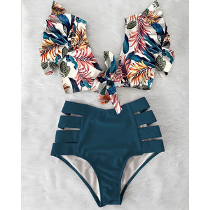 2024 Print Swimwear Women High Waist Bikini Ruffle Swimsuit Push Up Bikinis Set Bathing Suit Beach wear Summer Biquini Female