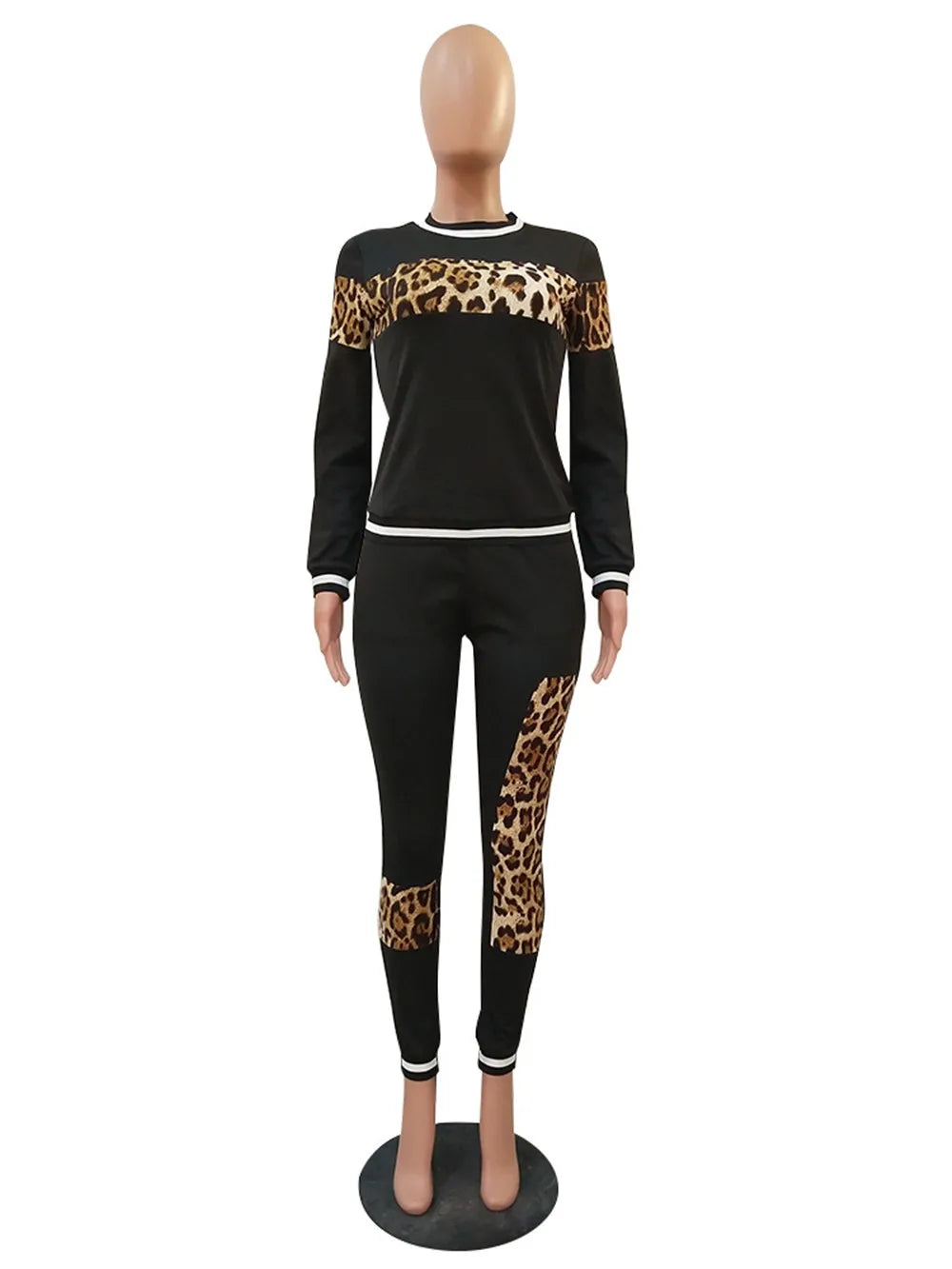 2024 Leopard Camouflage Two Pieces Set Women's Sports Suit Long Sleeve Sweatshirt and Sweatpants Casual Tracksuit Jogging Femme