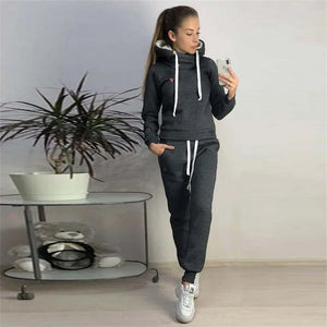 Women's Tracksuit Two-pieces Set Fleece спортивный костюм женск Pullover Hoodies and Jogging Pants Casual Sports Female Suit