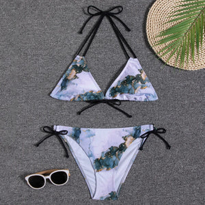 Swimwear 2023 New Swimsuit Women Bikini Micro Floral Bikinis Set Beach Thong Bathing Suit Girls Lace Up Two Pieces Swim Suits