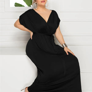 eDressU 2022 Plus Size Evening Party Dress V Neck Stretchy 7 Colors Vestido Robe de Soiree Wedding Guest Dress LMT-FP3310