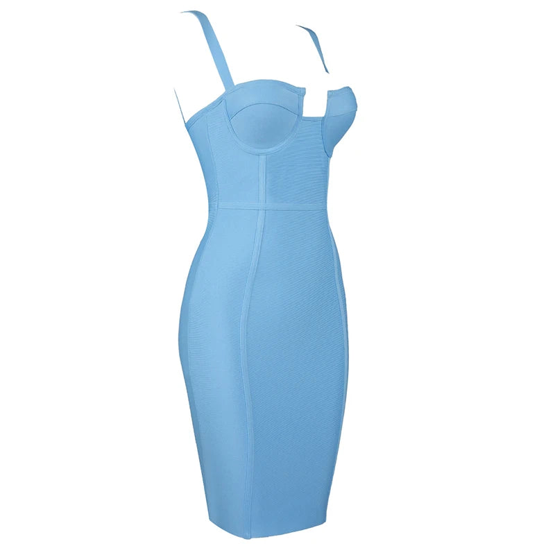 9 Colors Ladies Sexy Blue Yellow Black Rayon Women Summer Bandage Dress 2023 Celebrity Designer Fashion Party Dress Vestido