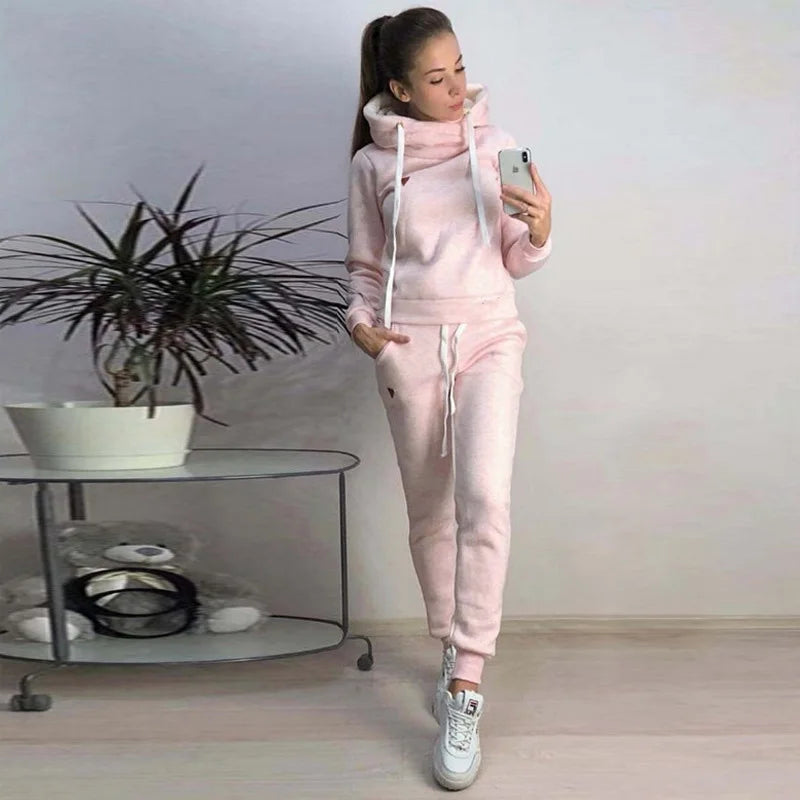 Women's Tracksuit Two-pieces Set Fleece спортивный костюм женск Pullover Hoodies and Jogging Pants Casual Sports Female Suit