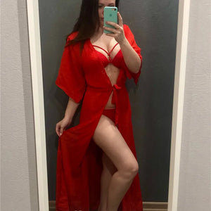 Summer Lady Beach Cover Up Sexy Bikini 2024 Chiffon Long Dress For Women Solid Beach Dress Women Bathing Suit Beach Tunic Kaftan