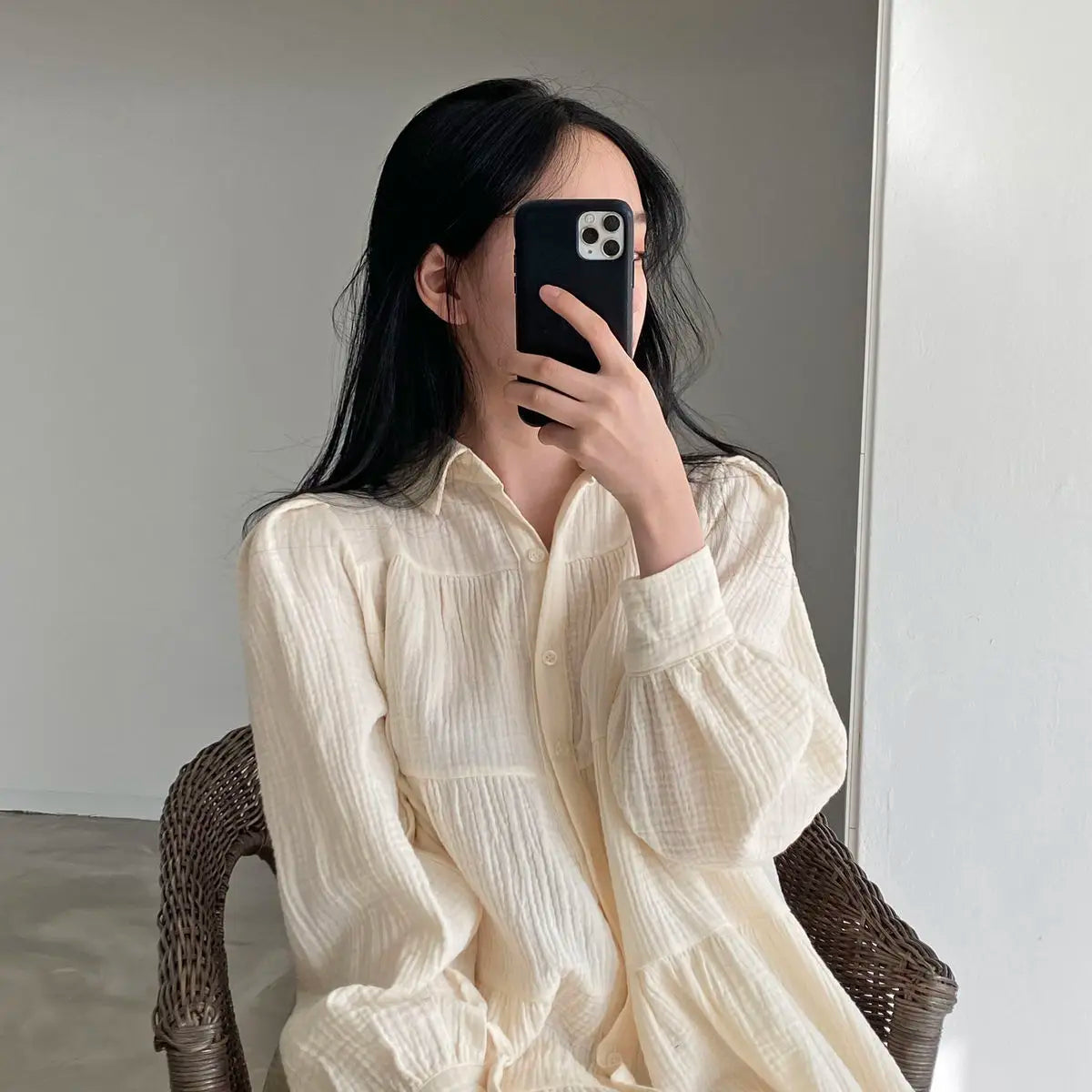 Long Sleeve Dress Women Ins Spring Lovely Solid A-line Ruffles Korean Apricot Fashion Retro Turn-down Collar  Clothes