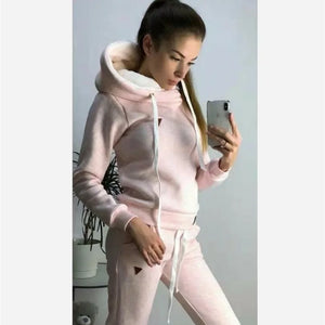 Women's Tracksuit Two-pieces Set Fleece спортивный костюм женск Pullover Hoodies and Jogging Pants Casual Sports Female Suit