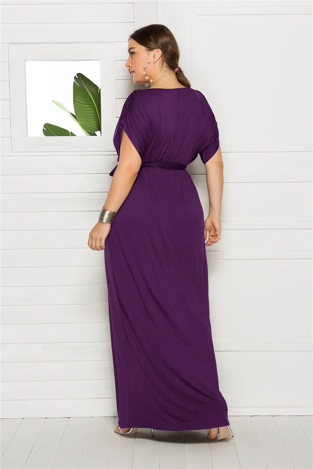 eDressU 2022 Plus Size Evening Party Dress V Neck Stretchy 7 Colors Vestido Robe de Soiree Wedding Guest Dress LMT-FP3310