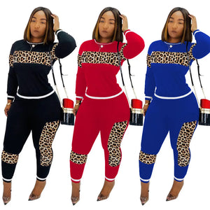 2024 Leopard Camouflage Two Pieces Set Women's Sports Suit Long Sleeve Sweatshirt and Sweatpants Casual Tracksuit Jogging Femme