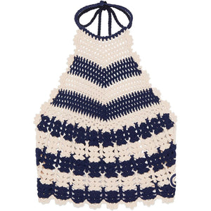 Cotton Thread Hand Crocheting Openwork Knitted Top Bohemian Halter Spaghetti Straps Knitted Beach Vest