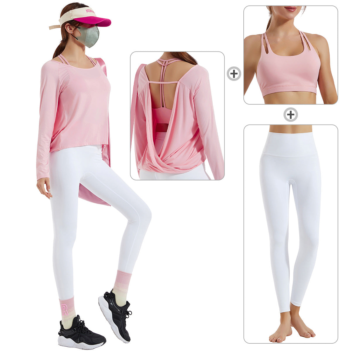 Fitness Suit Women Nude Push up Sports Underwear Running Sports Yoga Clothes Three Piece Set