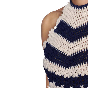 Cotton Thread Hand Crocheting Openwork Knitted Top Bohemian Halter Spaghetti Straps Knitted Beach Vest