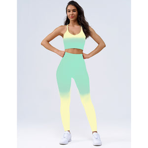 Gradient Breathable Sports Suit Outdoor Sports Sweat Absorbent Yoga Clothes High Strength Running Seamless Workout Clothes