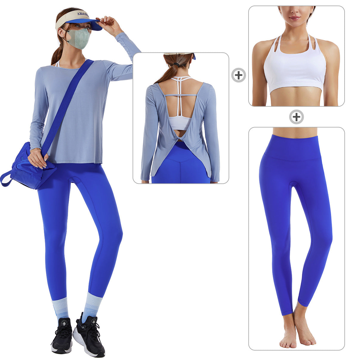 Yoga Suit Women High Waist Belly Contracting Tights Running Fitness Sportswear Three Piece