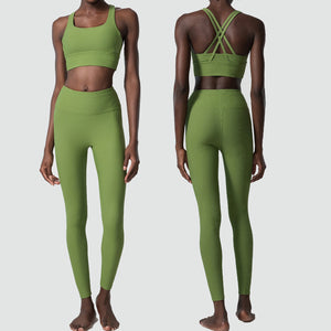 Skinny Yoga Clothes Suit Women Plastic Elastic Two Piece Suit Women Sports Fitness Suit