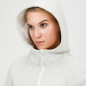 Autumn Winter Loose Anti Wrinkle Fleece Lock Warm Yoga Workout Top Hooded Sports Jacket Women