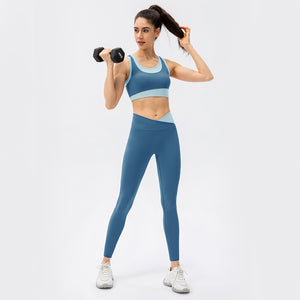 High Strength Sports Suit Women One Piece Workout Bra Non Embarrassing Line High Waist Trousers Nude Feel Yoga Two Piece Suit
