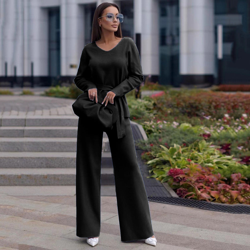 Women Clothing Solid Color Street Suit Simple Stylish Casual Sweater