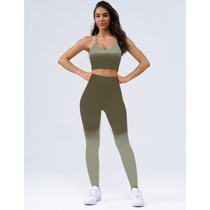 Gradient Breathable Sports Suit Outdoor Sports Sweat Absorbent Yoga Clothes High Strength Running Seamless Workout Clothes