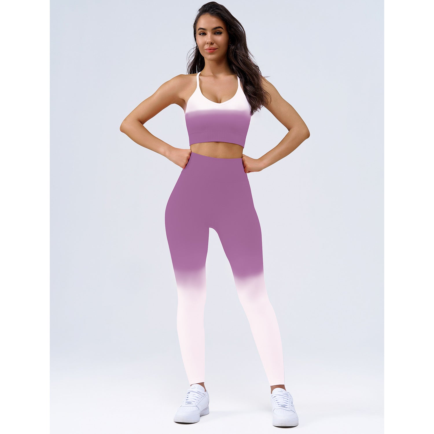 Gradient Breathable Sports Suit Outdoor Sports Sweat Absorbent Yoga Clothes High Strength Running Seamless Workout Clothes