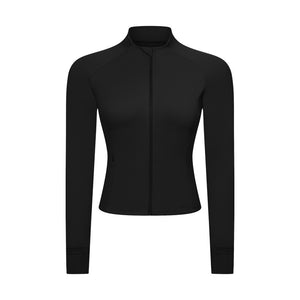 Yoga Clothes Autumn Zipper Pocket Motorcycle Jacket Nude Feel Slim Short Fitness Sports Jacket Women