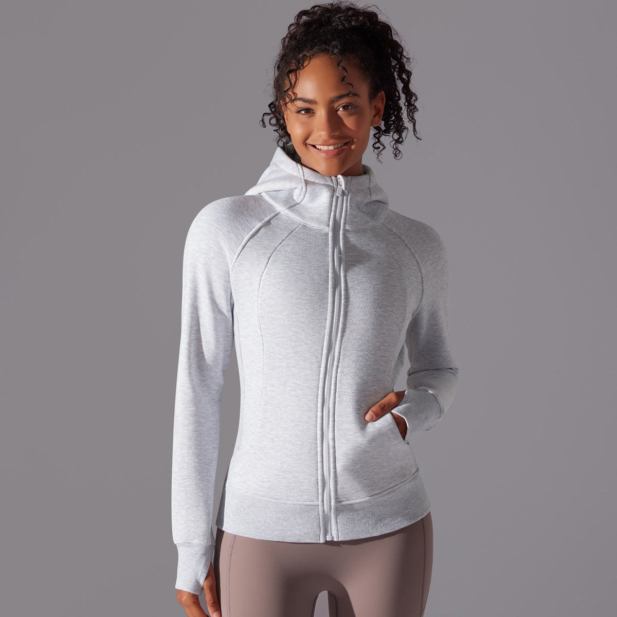 Thickened Warm Hooded Sports Jacket Spring Outdoor Casual Outdoor Yoga Training Running Fitness Jacket