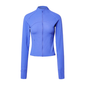 Vertical Rib High Elastic Tight Wicking Wet Yoga Jacket Sports Running Zipper Short Jacket