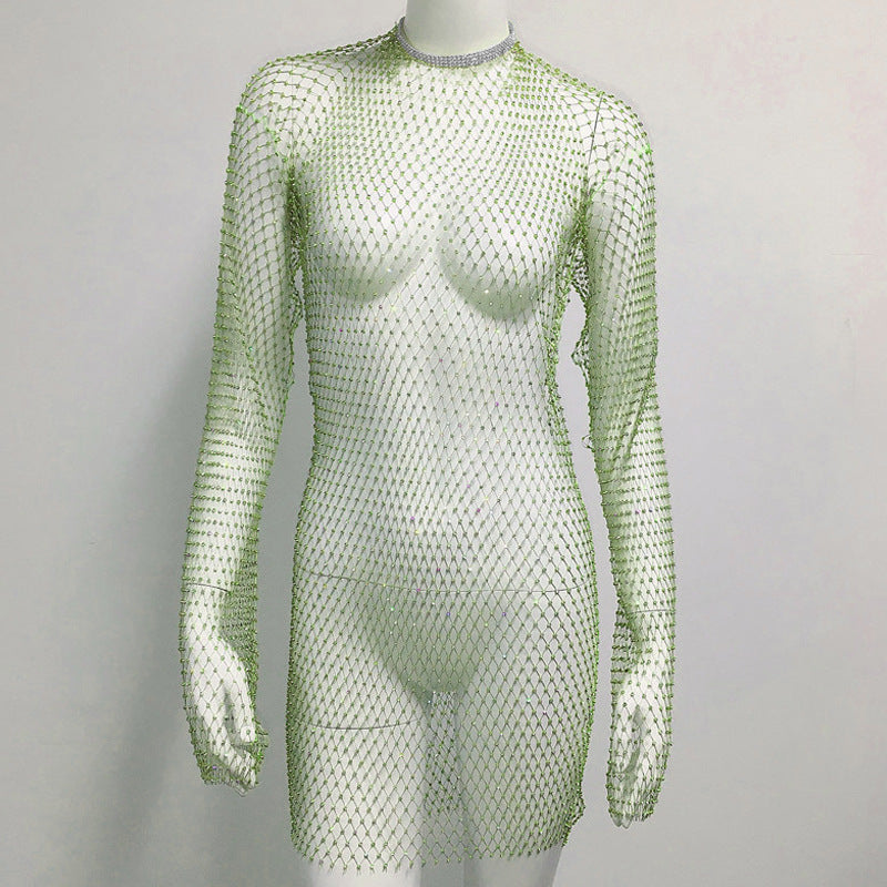 Women Grid Rhinestone Fishnet Dress Sexy Bikini Cover Up Fishnet Beach Global Fashions GC Women Grid Rhinestone Fishnet Dress Sexy Bikini Cover Up Fishnet Beach Global Fashions GC
