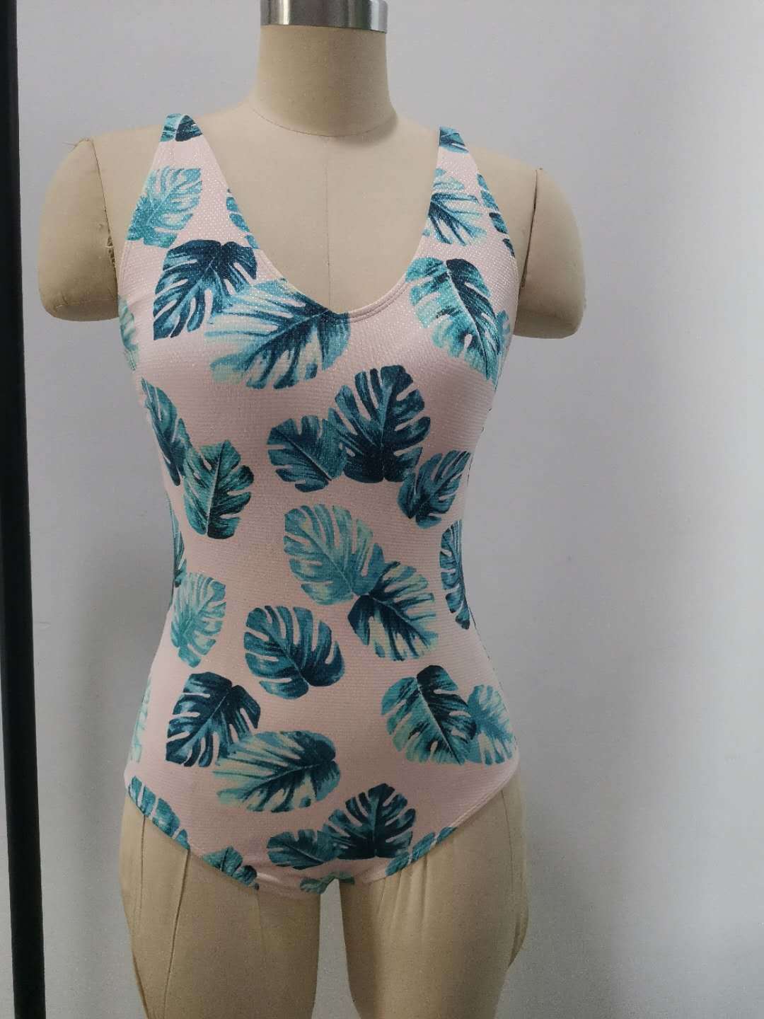 One Piece Swimsuit Sexy Deep V Plunge Yellow Bottom Small Floral Print Spring Bathing Suit Movable Strap Swimsuit