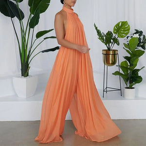 Women Jumpsuit Stylish Summer Jumpsuits for Women Oversized Backless Wide Leg Pants Solid Colors for Hot Weather Fashion Solid