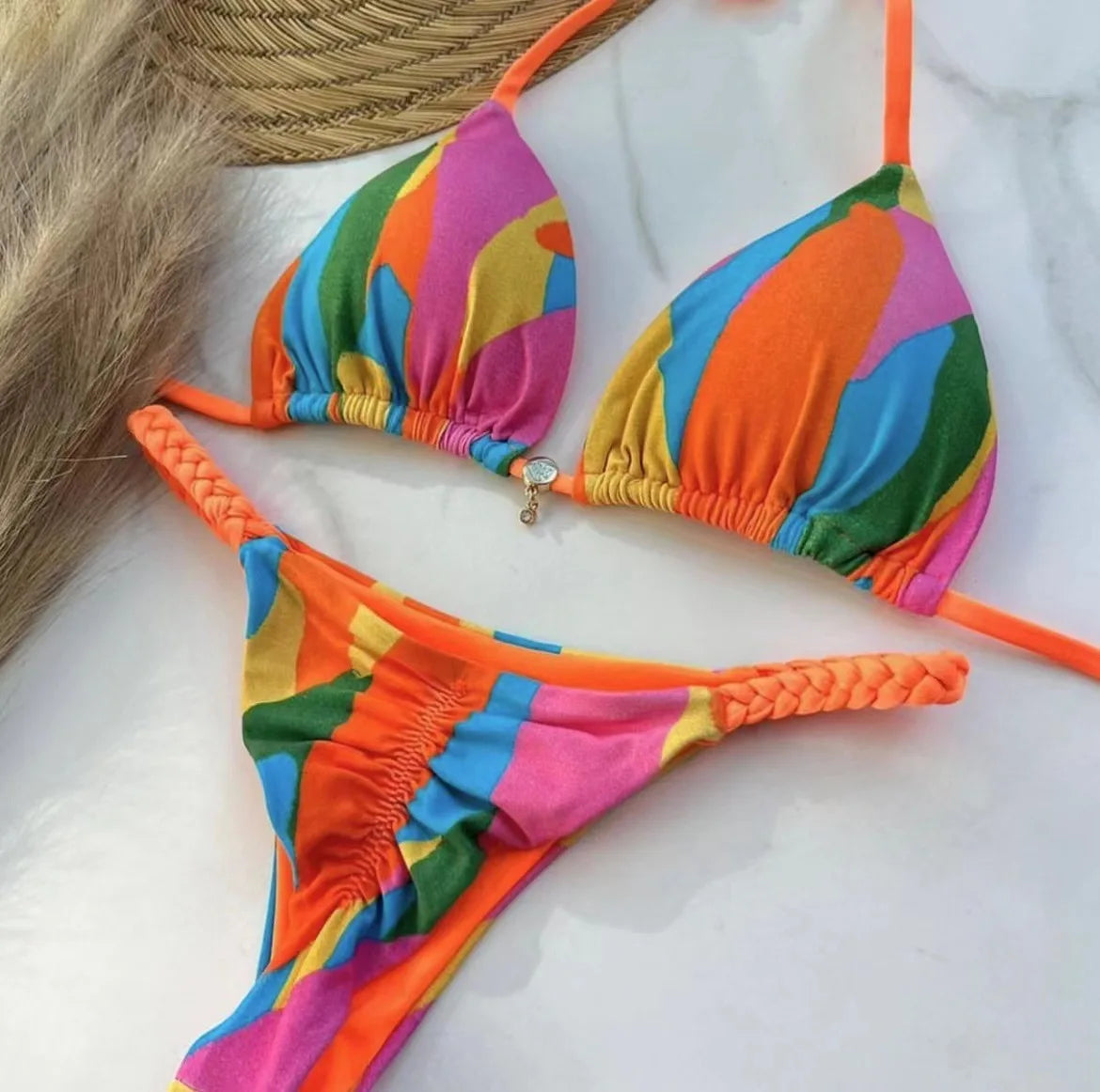 2024 Women Bikini suit Sexy Strap Printed Swimsuit