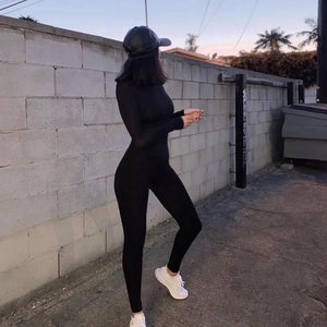 Women’s Jumpsuit Zipper Bodycon Sport Suit Long Sleeve Sleeveless Tracksuit Skinny Stretchy Jogging Romper Female Streetwear