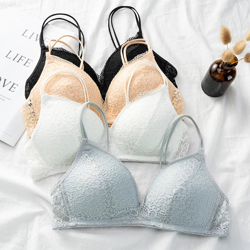 Wirefree Bra for Women Push Up Sexy Underwear Thin Breathable Bras Women Girl's Lace Brassiere Soft Lingerie Underwear A/B Cup