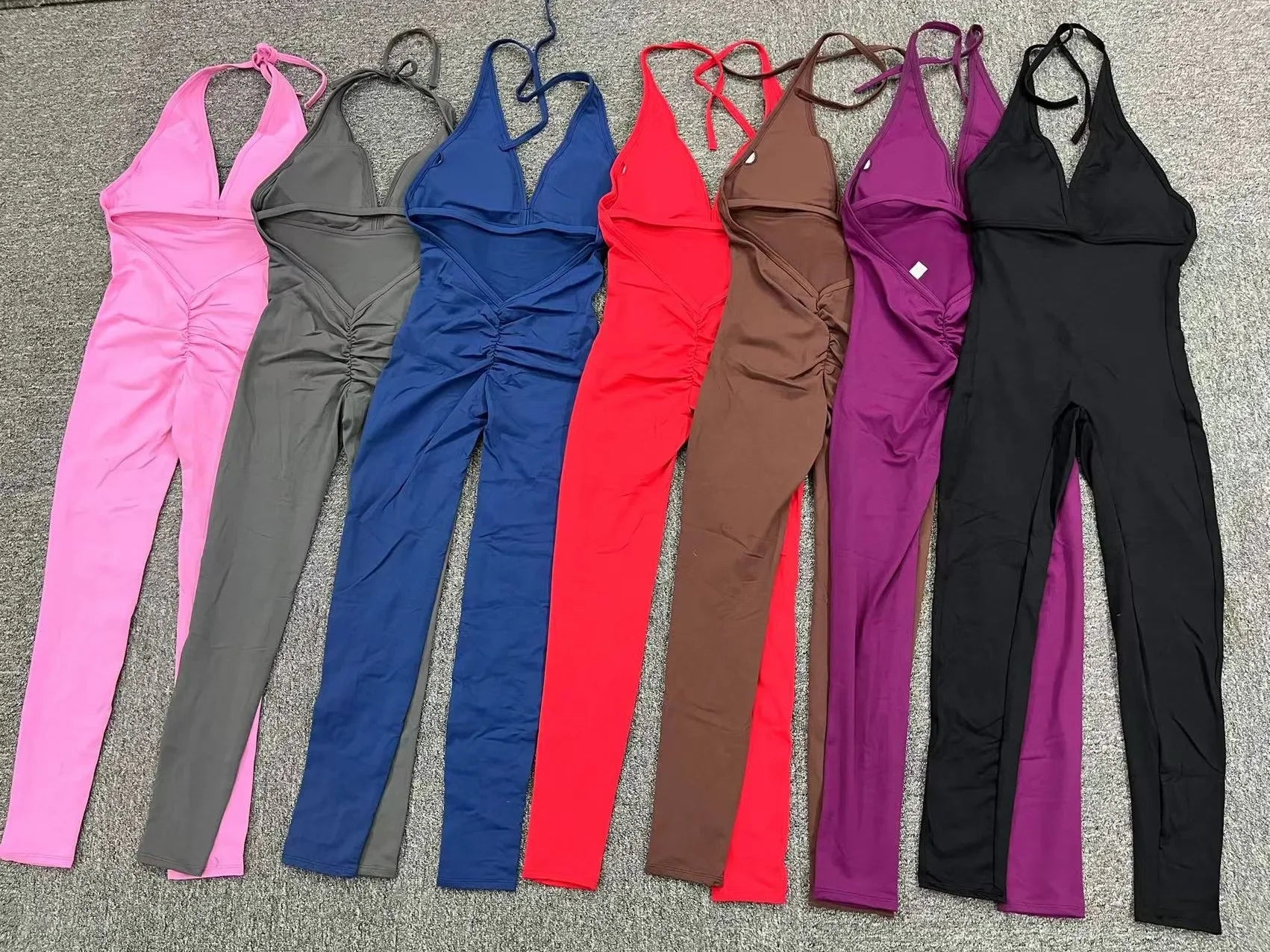 Sexy Backless Scrunch Sporty Jumpsuit Raises Butt One Piece Women Clothing Sleeveless Gym Fitness Yoga Dance Overalls Black Red