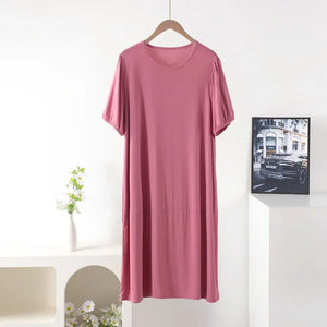 Plus size Summer women's Loose dress short sleeves solid color XL to 8XL  dresses