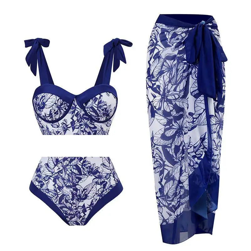 2023 New Arrival Push Up Women Bikini Set Floral Printed Ruffle Bikinis Strappy Bandage Swimwear Brazilian Biquini Bathing Suit