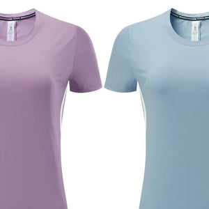 (S-2XL)Women Quick Dry Ice Silk Sport T-shirt Breathable Yoga Tees Shirts Gym Workout Running Short Sleeve Fitness Tops MM715